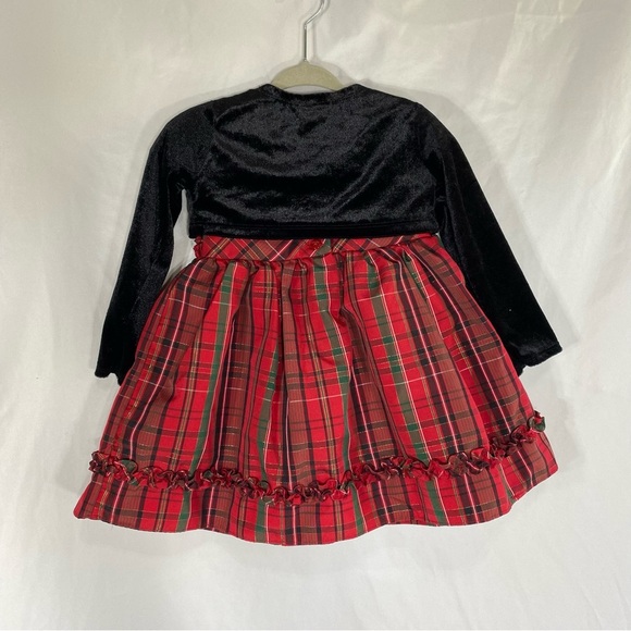 George Girl’s Ruffle Christmas Plaid Party Dress w/ Velvet Bolero - Picture 4 of 9